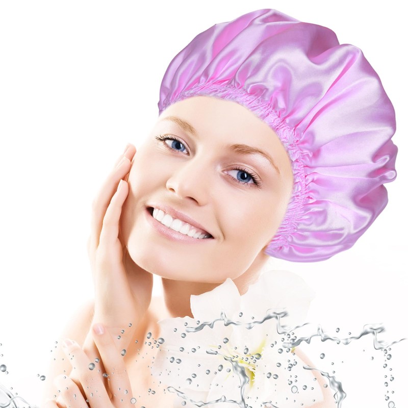 Shower Caps for Women, 4 PCS Elastic and Reusable Bath