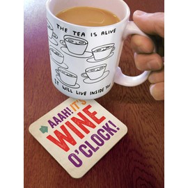 Brainbox Candy Funny Cork-Backed Coaster - Aaah! Its Wine Oclock!