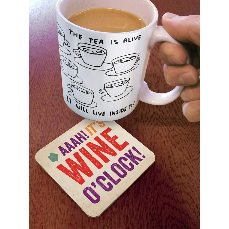 Brainbox Candy Funny Cork-Backed Coaster - Aaah! Its Wine Oclock!