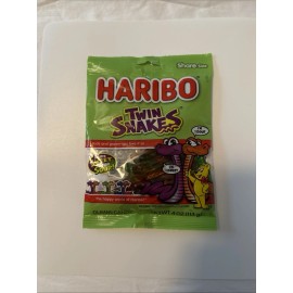 HARIBO 4 Pack Haribo Twin Snakes Sweet & Sour Gummi Candy 4oz Bags - 4 FRESH BAGS