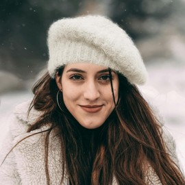 ZARSIO Soft Knit Beret Hat, Winter Fashion Warm Crochet Beanie for Women (CA/US, Alpha, One Size, White)