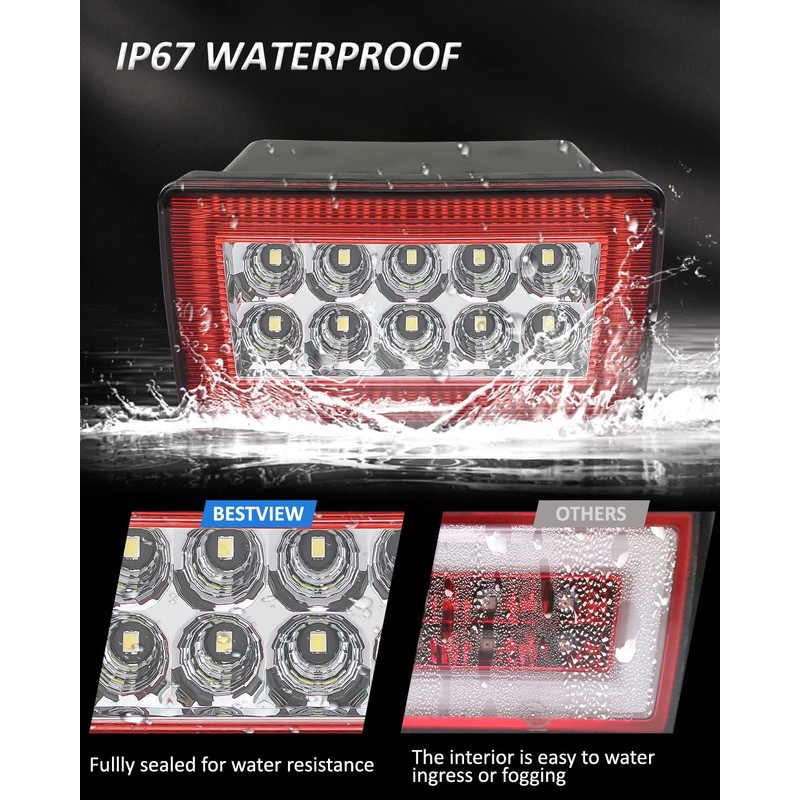 Bestview 5-In-1 LED Rear Fog Light Assembly Kits Compatible for