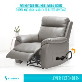 Stander Recliner Lever Extender Plus, Oversized Padded Grip Handle for Easy Chairs, Extension with Ergonomic Curve Grab Bar for Seniors and Elderly, Compatible with Wooden-Recliner Handles