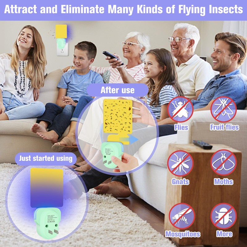 Pestvanish Flying Insect Trap Plug-in, Indoor Mosquito & Gnat Killer,