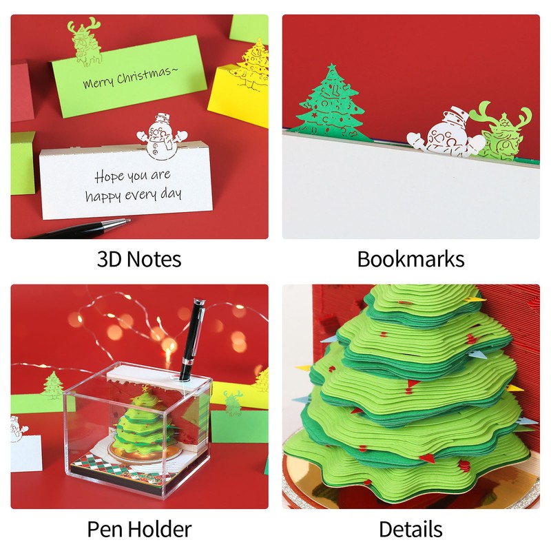 Christmas Tree 3D Memo Pad Innovative Paper Carving Art 3D