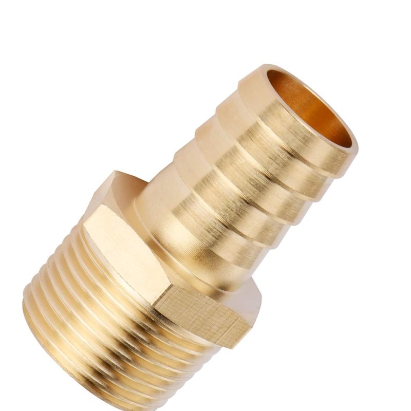 U.S. Solid Brass Hose Fitting, Adapter, 3/4" Barb x 3/4"