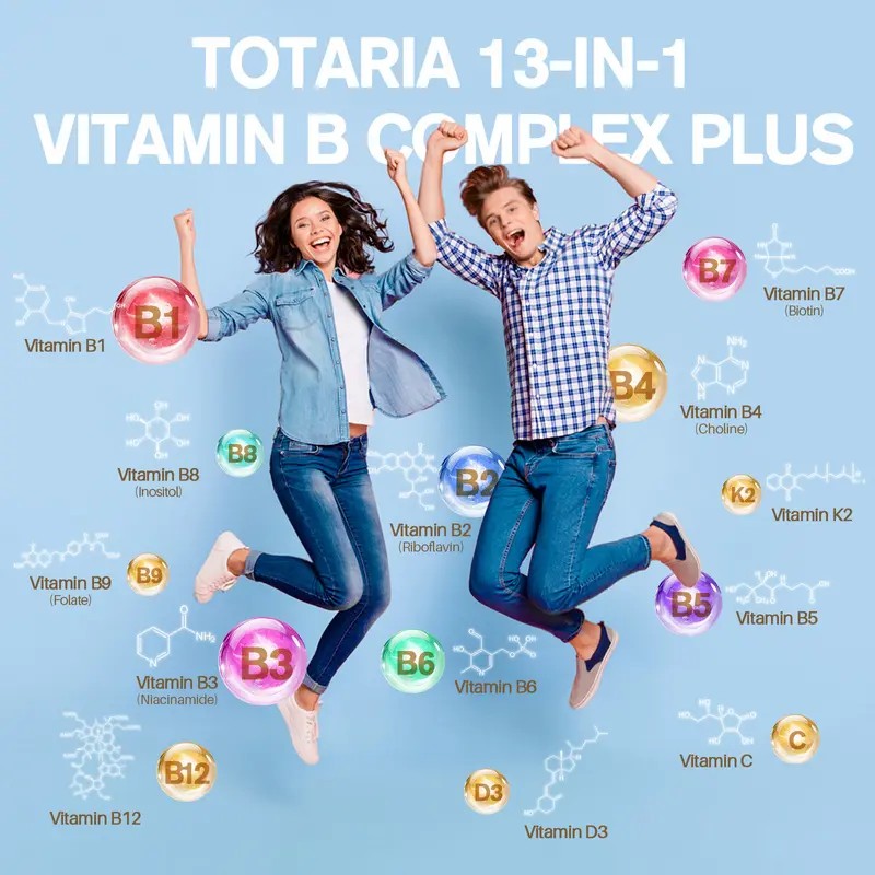 Totaria 13-in-1 Vitamin B Complex Plus – B1–B12, C, D3,