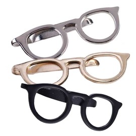 3 Pcs Metal Tie Clip Glasses Shape Tie Bar Clasp Mens Necktie Clip Pin for Anniversary Wedding Business Meeting