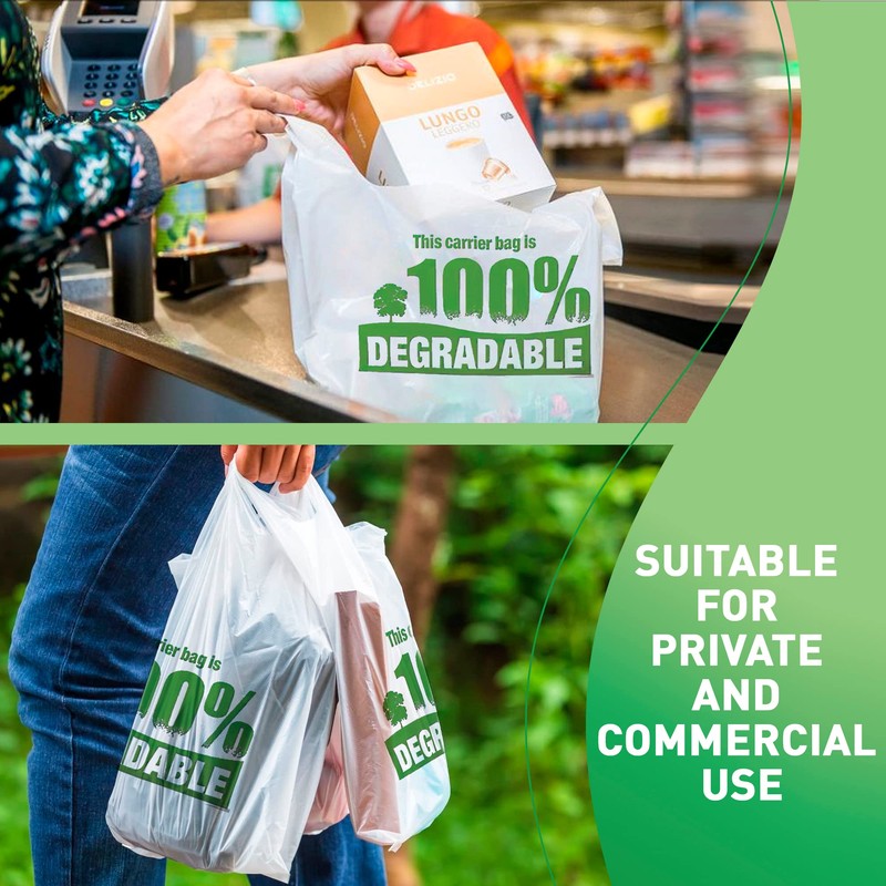 Sabco - White Vest Carrier Bags 100% Degradable - Large13