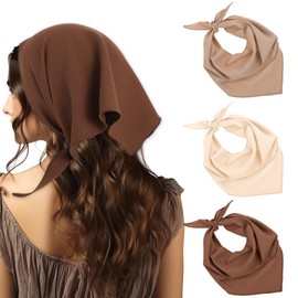 Heclia Head Bandana 3 PCS Solid Color Hair Scarf Tie-Back Boho Head Kerchief for Women Girls Tie-Back Bohemian Headband Bandana Triangle Heads Scarf Women Hair Accessories Cute Hairs Coverings