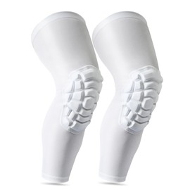 LUODITO Knee Pads Compression Leg Sleeve Wrestling Volleyball Football Knee Pads, Knee Compression Sleeve for Youth Adult, 1 pair of Knee Sleeves ((#1) White-2pcs,Medium)