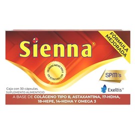 Sienna SPM´s, Suplemento Alimenticio a Base de Metabolitos activos de EPA y DHA: SPMs, Colágeno nativo II, Astaxantina, con 30 Cápsulas