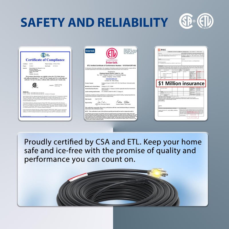TOPDURE JHSD 12-feet Pipe Heating Cable Built-in Thermostat