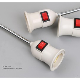 WPJCS E26/E27 Light Socket Extender Adapter, Light Bulb Extension, E26 to E26 Socket Extender, Bendable Flexible Gooseneck Adjustable Extension Socket Adapter with Independent Switch, (1-Pack)