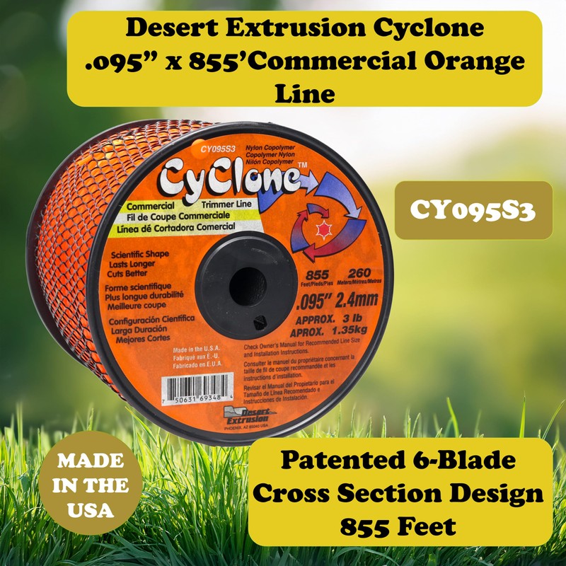 Cyclone Desert Extrusion CY095S3 .095" x 855' Commercial Trimmer Line
