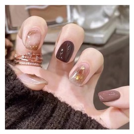 Lwenjing ネイルチップ 付け爪 チップ 3D ネイルチップ 手作りネイルチップ 結婚式ネイルチップ かわいい 短め ネイルチップ 人気 和風 花嫁ネイル 光沢 つけ爪 24枚入 (R617)