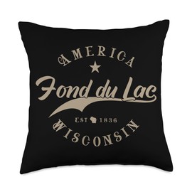 Souvenir Fond du Lac - Wisconsin by VividArt Fond du Lac WI | Wisconsin Throw Pillow, 18x18, Multicolor