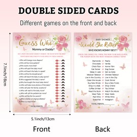 HOMANGA Baby Shower Games for Girl, 4 Fun Games for 25 Guests, Pink Floral Baby Shower Decorations, Who Knows Mommy Best, Guess Who Mommy or Daddy, Word Scramble, Babies Descriptions & Well Wishes