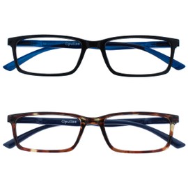 OPULIZE SEE Blue Light Blocking Glasses for Women Men - 2 Pack - Narrow Frame - Anti-Glare Computer and Gaming Eyewear - UV and Eyestrain Protection - Improve Sleep - Black Brown +0.00