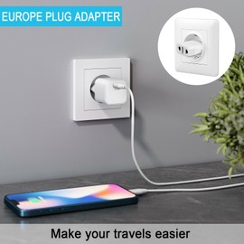 6 Pack European Travel Plug Adapter, US to Europe Plug Adapter, Type C Wall Outlet Converter for Europe, White