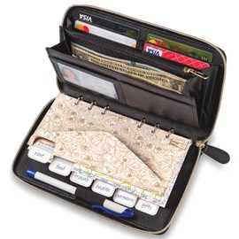 Cash Envelope Wallet All in One Budget System with 12x Tabbed Cash Envelopes, 12x Monthly Budget Cards,1x Yearly budget planner sheet Complete Money Organizer Set for Cash RFID Protection
