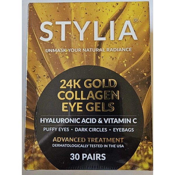 Stylia 30 Pairs 24K Gold Collagen Under Eye Gels Pads