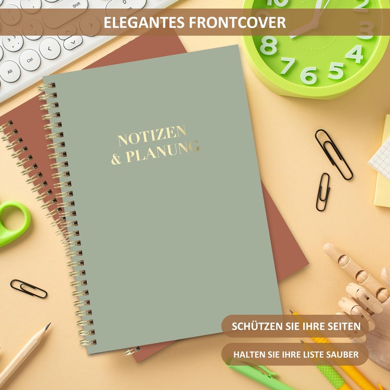 BIROYAL A5 Diary without Date - Spiralbound Daily Planner with