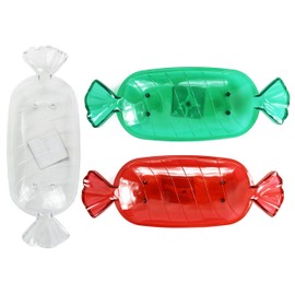 Set of 3-14" Christmas Candy Platters! Beautiful Christmas Theme Style! Red Green and Clear!