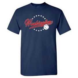 Washington Baseball Vintage Men's Fan T-Shirt (Navy Shirt, L)