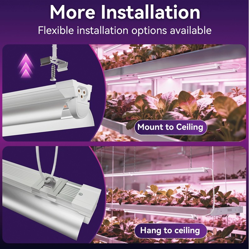 Elaruslux 6 Pack 4FT Plant Grow Light,T8 Pinkish White Full