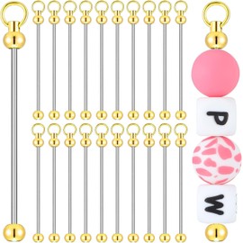 CYEENUT - 10 barras de llavero con abalorios, barras de metal, llavero de barra desmontable, para manualidades, accesorios de regalo (dorado, 10 unidades)
