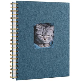 Scrapbook Linen Photo Album Memory Book 28.5 x 20.5 cm with Hard Cover White Pages Guest Baby Book for Wedding Travel Christmas (40 Sheets / 80 Pages, Navy Blue)