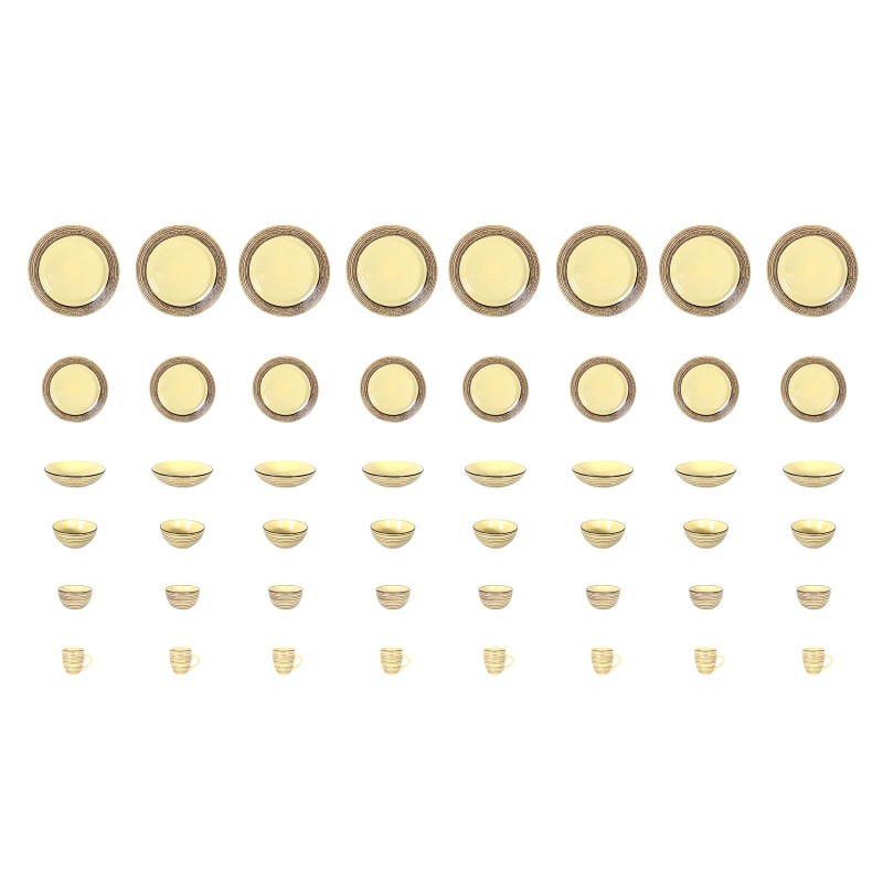 48pc Bark Style Stone Tool Dinner Retro Ceramic Plate and
