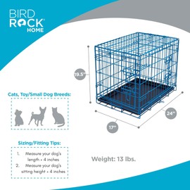 Internet's Best Double Door Steel Crates Collapsible and Foldable Wire Dog Kennel, 24 Inch (Small), Blue