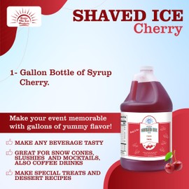 Cherry Snow Cone Syrup, 1 Gallon, Made in the USA (128 Fl Oz, Cherry)