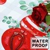 Valentines Tablecloth Red Hearts Eucalyptus Leaves Table Cloth Rectangle Table,