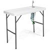 GYMAX Fish Cleaning Table with Sink, Folding Fish Cleaning Station