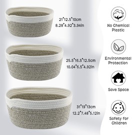 Coriver Storage Baskets, Set of 3 Stackable Bathroom Storage Baskets, Woven Storage Baskets, Baskets Organiser for Decorative Children's Room, Small Bathroom Baskets Storage