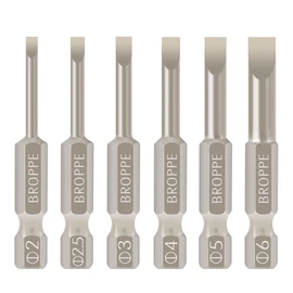 6 Pcs Slotted Screwdriver Bit Set Magnetic Flat Head Bits 2.0-6.0mm 1/4 Inch Hex Shank 2 Inch Long