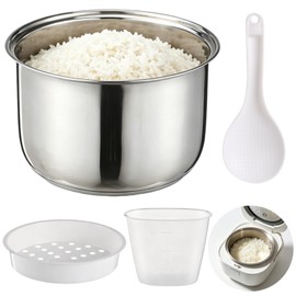 Rice Cooker Replacement Pot, 304 Stainless Steel Inner Pot for 5 L/10 Cup Rice Cooker, Universal Replacement Cooking Accessory, Includes Steamer Rack, Rice Spoon, Measuring Cup, 9.4 x 5.5 in