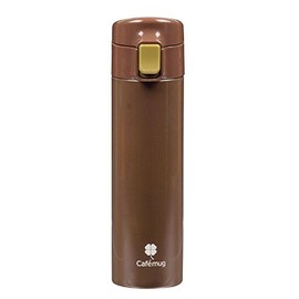パール金属 水筒 350ml 直飲み ステンレス ワンタッチ マグ ブラウン 内面 フッ素加工 カフェマグファイン HB-876