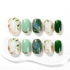 Sun&Beam Nails Handmade Press-on Short Squoval Round Green White Hand-Painted