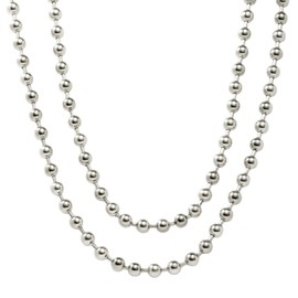 Cream Dot Necklace, Stainless Steel, Surgical Stainless Steel, Women's, Popular, Long, Ball Chain, Double Layer, 2-Way, Stainless Steel