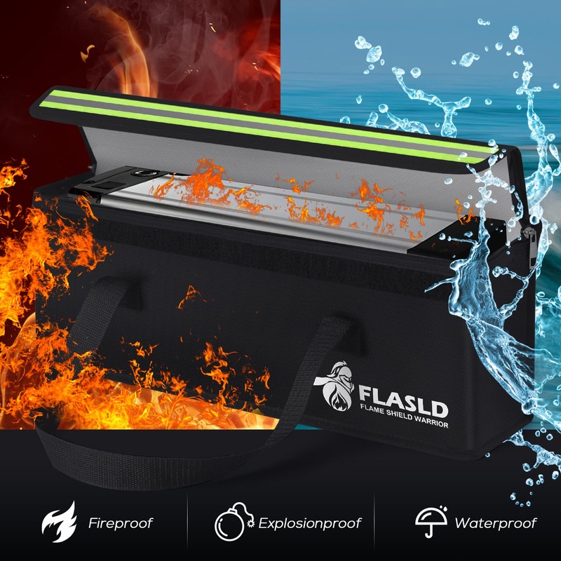 FLASLD 2-Pack E-Bike Battery Bag Fireproof Safe Charging Bag Explosionproof