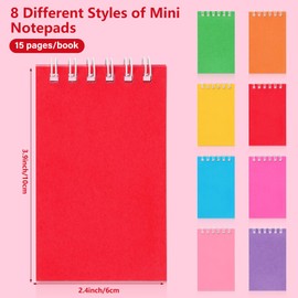 Atiloy 24 Pack Small Notebook Pocket Spiral Notebooks, Lined College Ruled Memo Pads, 8 Assorted Colors Mini Notebook Pads for Home Office and School Accessories（ 3.9 x 2.4 Inches）