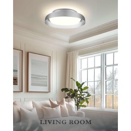 Ken&Ricky LED Brushed Nickel Flush Mount Ceiling Light Fixture,24W Dimmable 12“ Modern Ceiling Lamp,Bedroom Bathroom Kitchen Hallway Entryway Dining Laundry Room Closet Lighting Fixtures-2PK