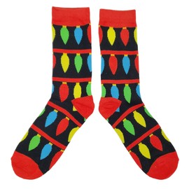 SockFly Large Christmas Light Dress Socks Funny Novelty Crazy Fun Design Men Size 8-12 Cotton Casual Crew Colorful Funky Fancy Socks Gift for Men
