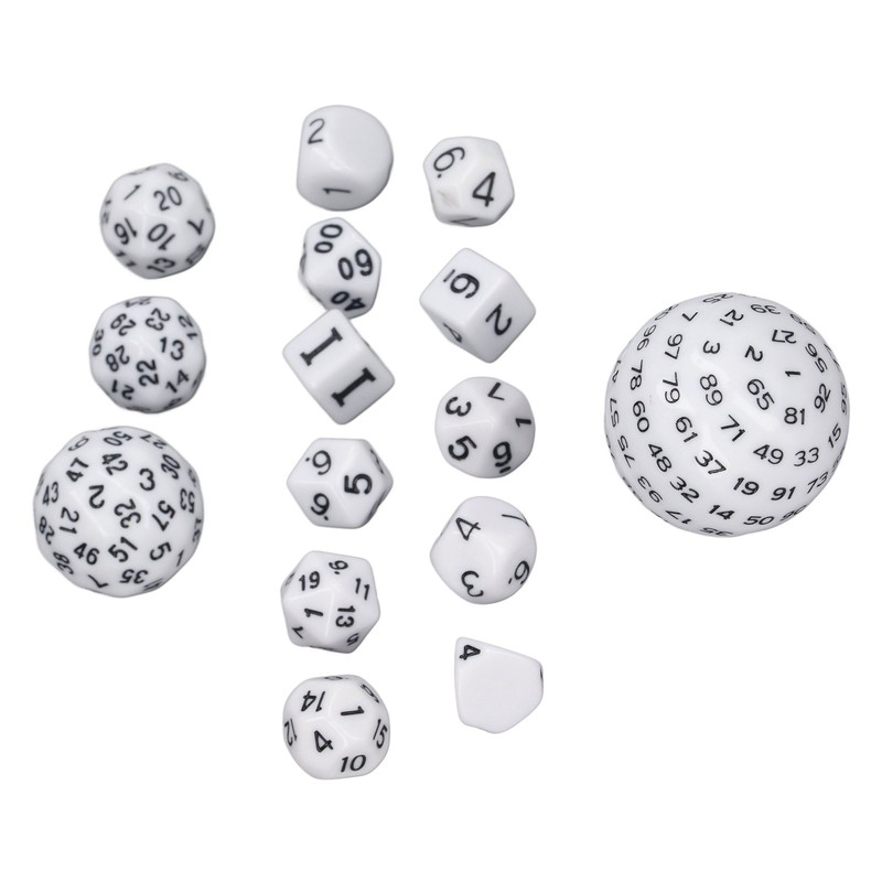 15pcs Complete Polyhedral Dice Set Acrylic D3 to D100 Spherical