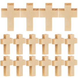 MAGICLULU 50pcs Wooden Blank Cross Pendant Unfinished Mini Wooden Cross Wooden Small Unpainted Cross Pendant DIY Jewelry Crafts Projects (0.63x0.9in)