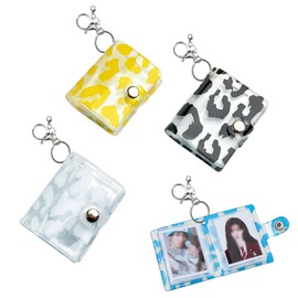 Frilance Shop Mini Album Key Holder, Set of 3, 2.6 x 2.2 inches (6.5 x 5.5 cm), 2 Inches, Color Leopard, Snap Button, Photo Storage, 32 Sheets, Mini Sticker Pad, Keychain, Portable, Waterproof, Small